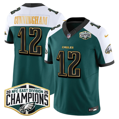 Eagles 2025 NFC East Division Champions Gold Trim Vapor Limited Jersey - All Stitched