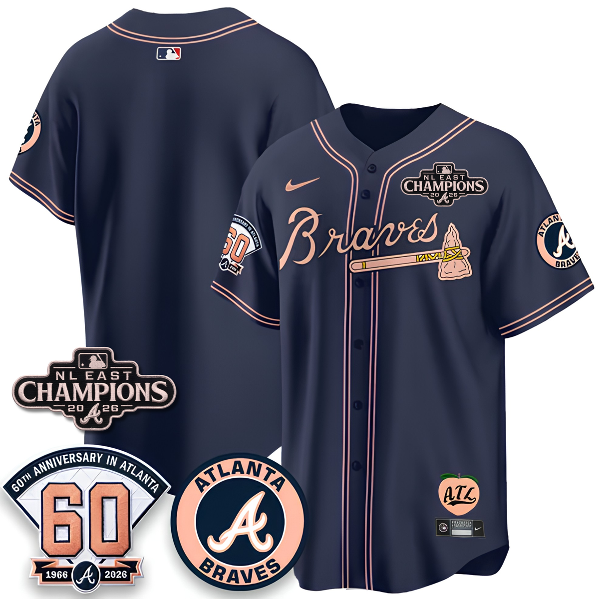 ATL 2026 NL East Champs Peach Edition - Stitched