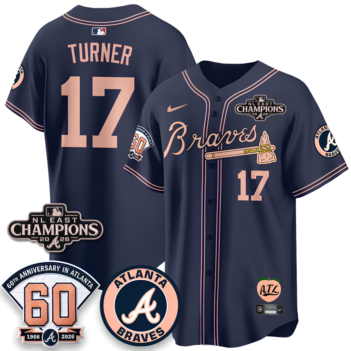 ATL 2026 NL East Champs Peach Edition - Stitched