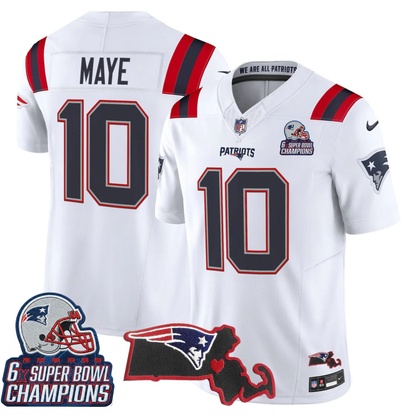 NE 6-Time Champions & Massachusetts Patch Vapor Limited Jersey V3- All Stitched