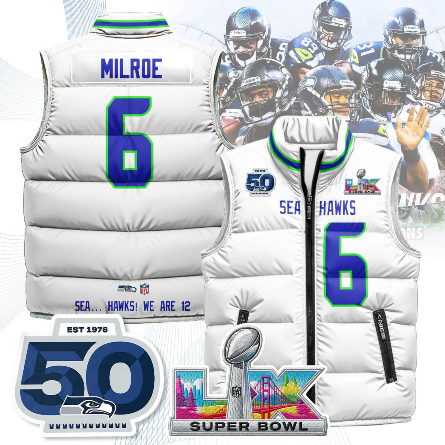 SEA NFC Champions Patch Unisex Puffer Vest