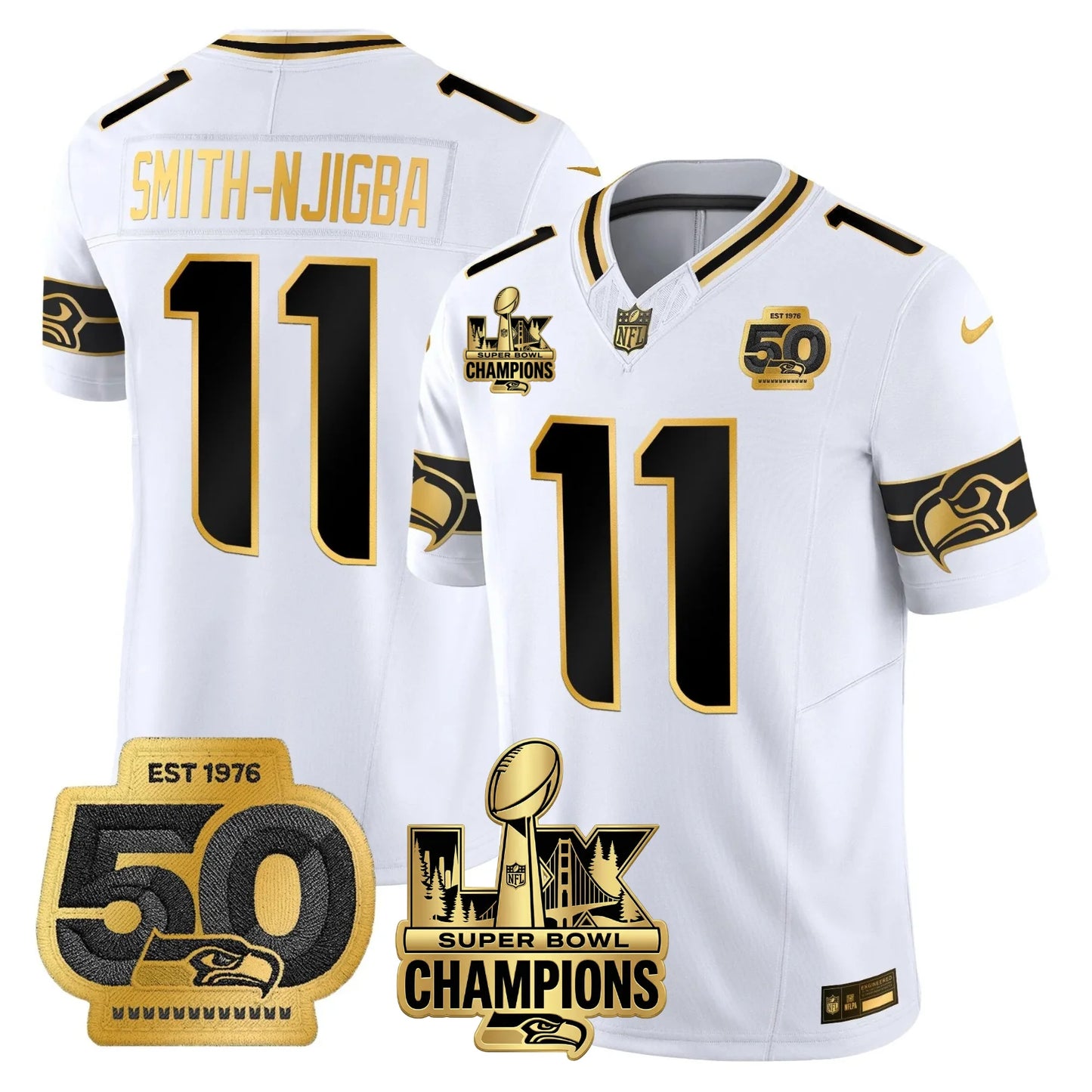 SEA S.Bowl LX Champions Patch Vapor Limited Jersey - All Stitched