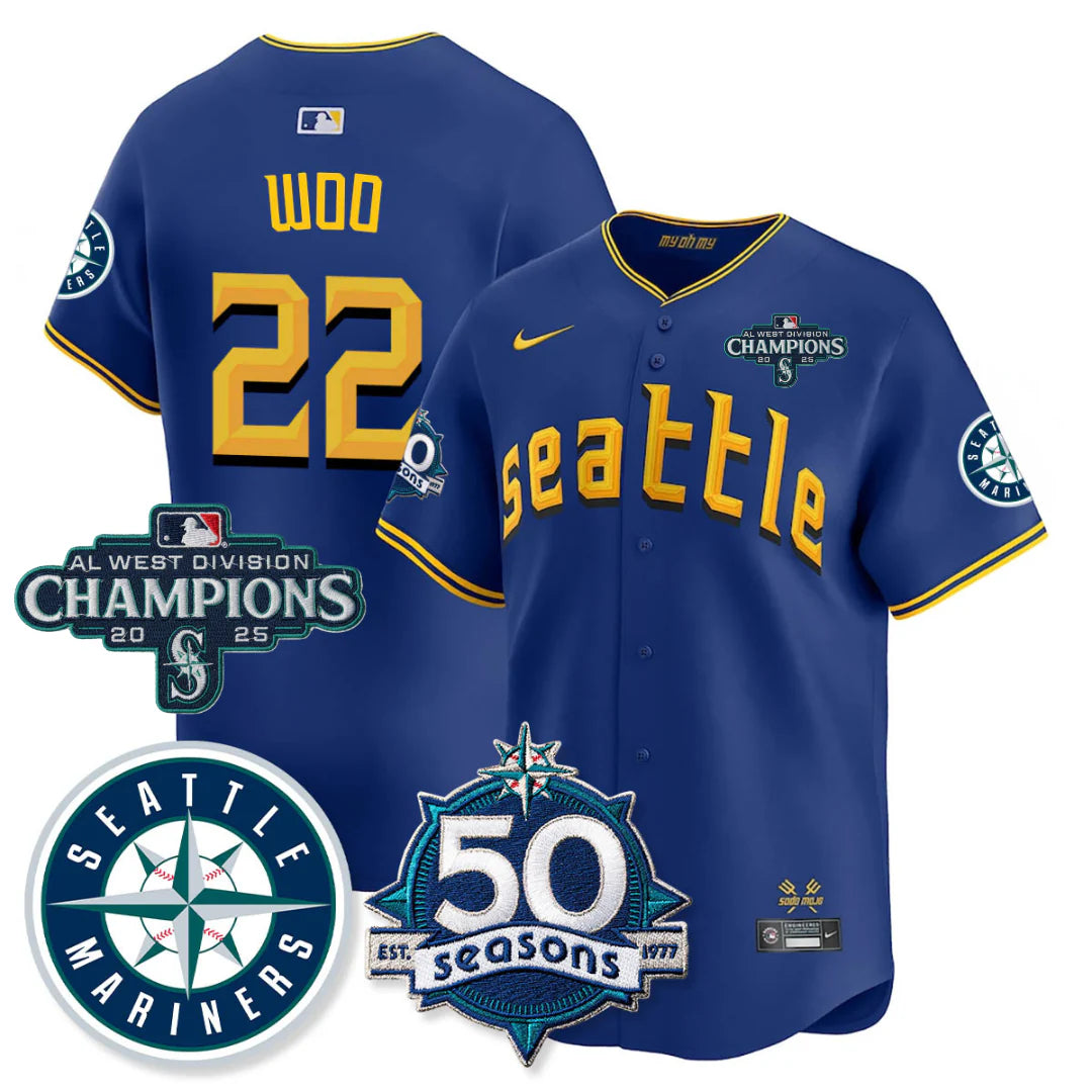 SEA Vapor Premier Limited Gold Jersey - 50th Anniversary & AL West Division Champions - All Stitched