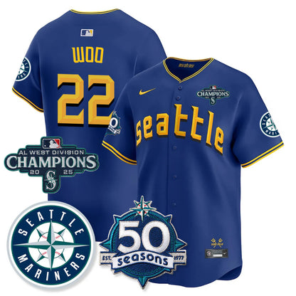 SEA Vapor Premier Limited Gold Jersey - 50th Anniversary & AL West Division Champions - All Stitched