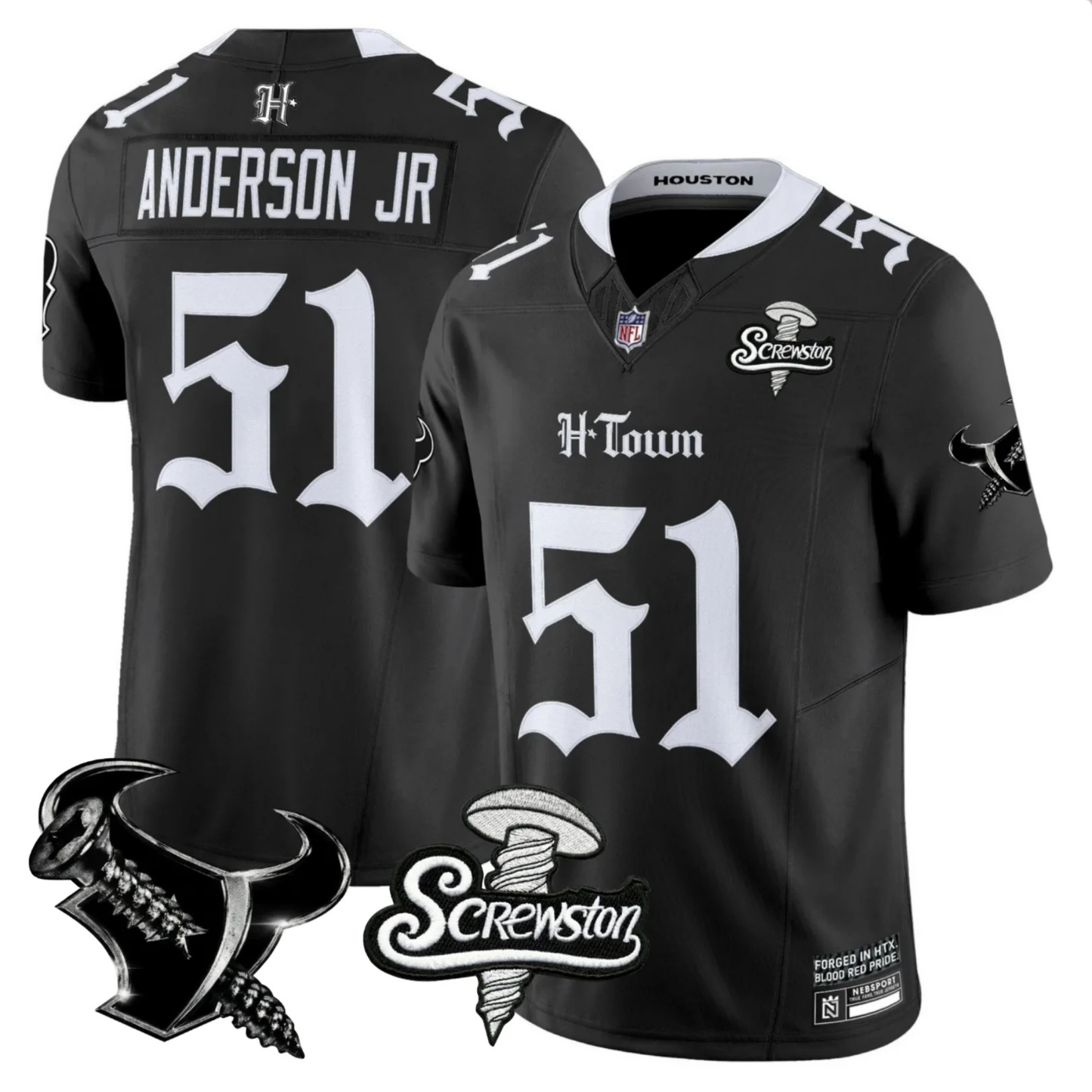 HOU 'Gothic Lone Star Shadows' DJ Screw Edition Vapor Limited Jersey - All Stitched