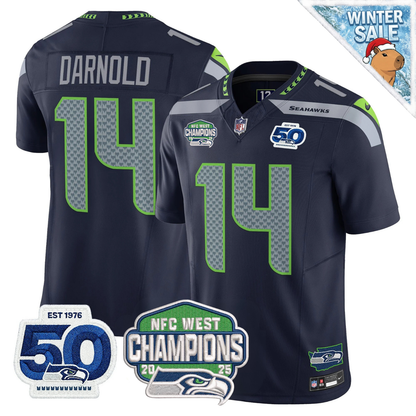 Seattle Seahawks 50th & NFC West Champions Patch Vapor Limited Jersey - Stitched