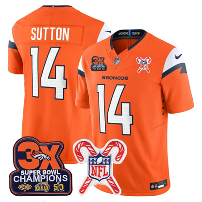 DEN 3-Time Champions & Christmas Patch Vapor Limited Jersey - All Stitched