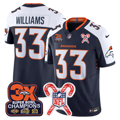 DEN 3-Time Champions & Christmas Patch Vapor Limited Jersey - All Stitched