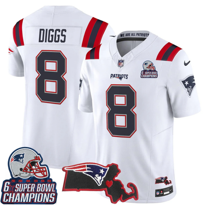 NE 6-Time Champions & Massachusetts Patch Vapor Limited Jersey V3- All Stitched