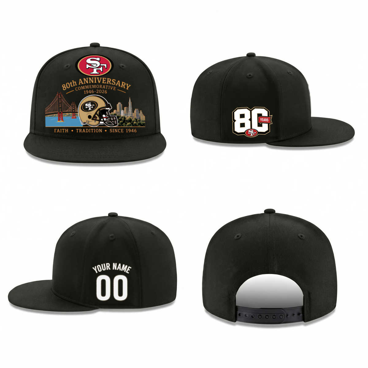 SF 80th Anniversary Personalized Snapback Cap - Printed V2