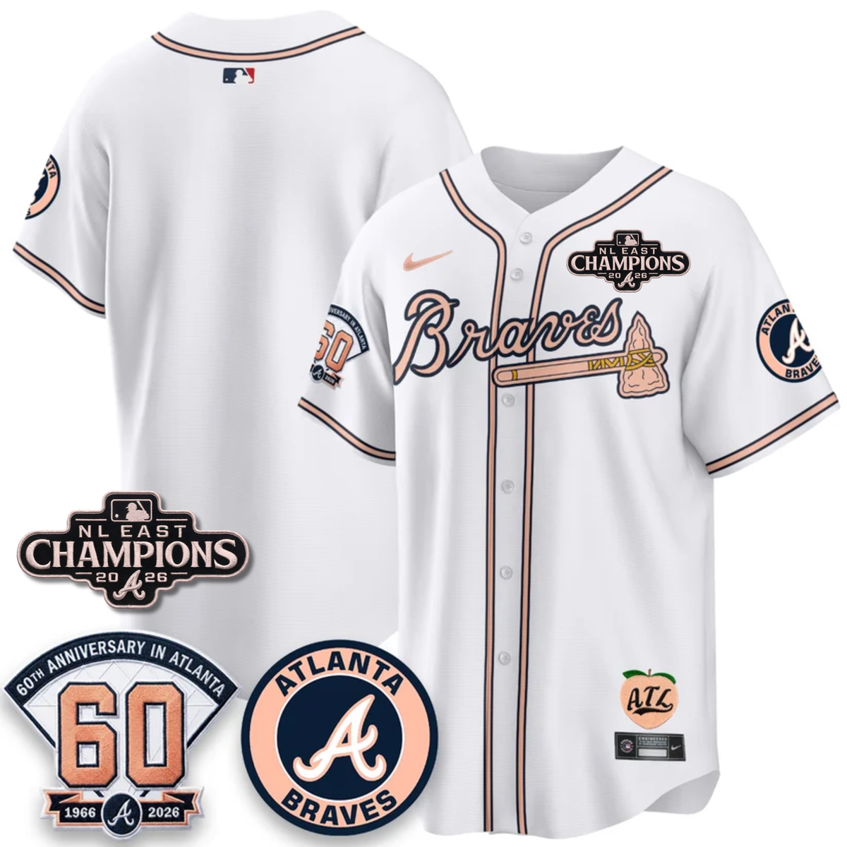 ATL 2026 NL East Champs Peach Edition - Stitched