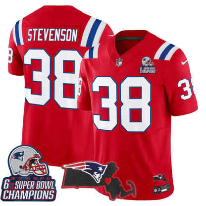 NE 6-Time Champions & Massachusetts Patch Vapor Limited Jersey V3- All Stitched