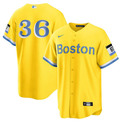 Boston Red Sox Yellow Jersey - All Stitched
