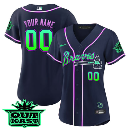 Atlanta Braves Outkast Cool Base Custom Jersey - Galaxy Version - Stitched
