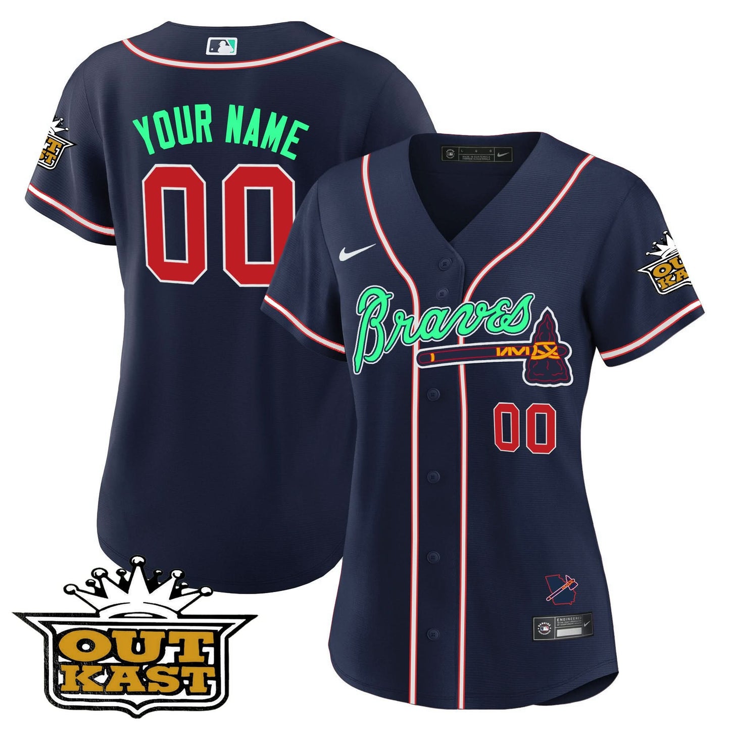 Atlanta Braves Outkast Cool Base Custom Jersey - Galaxy Version - Stitched