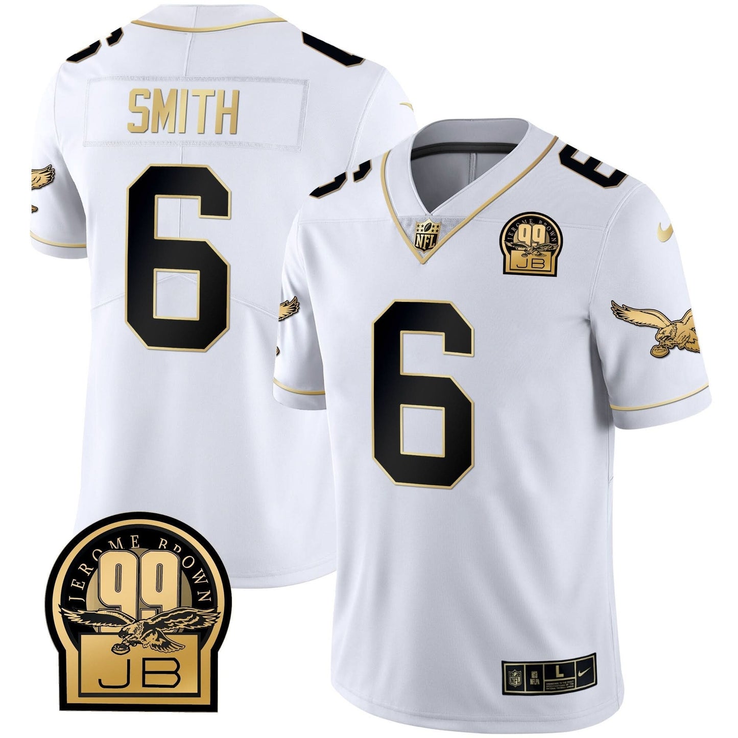 Eagles Jerome Brown Retired Patch Gold & Kelly Jersey - All Stitched