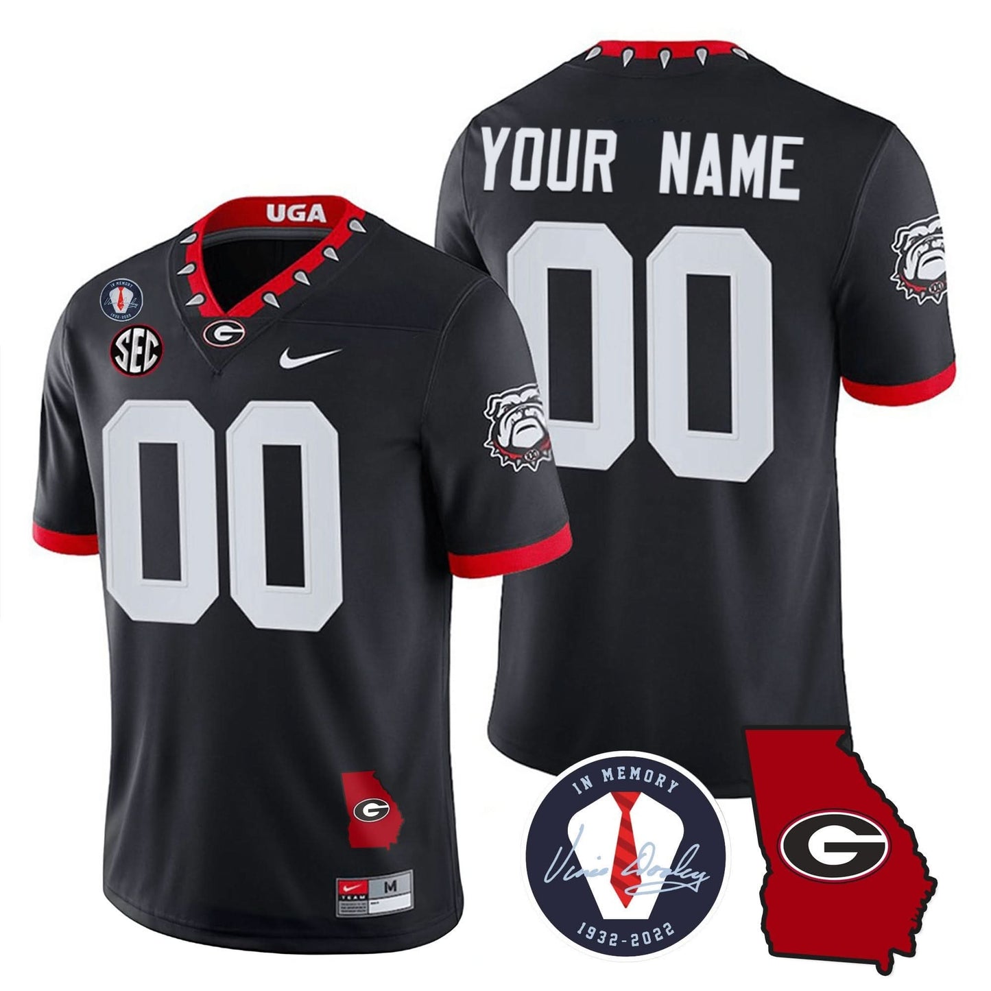 Georgia Bulldogs 2023 Vapor Custom Jersey - Georgia Map - All Stitched