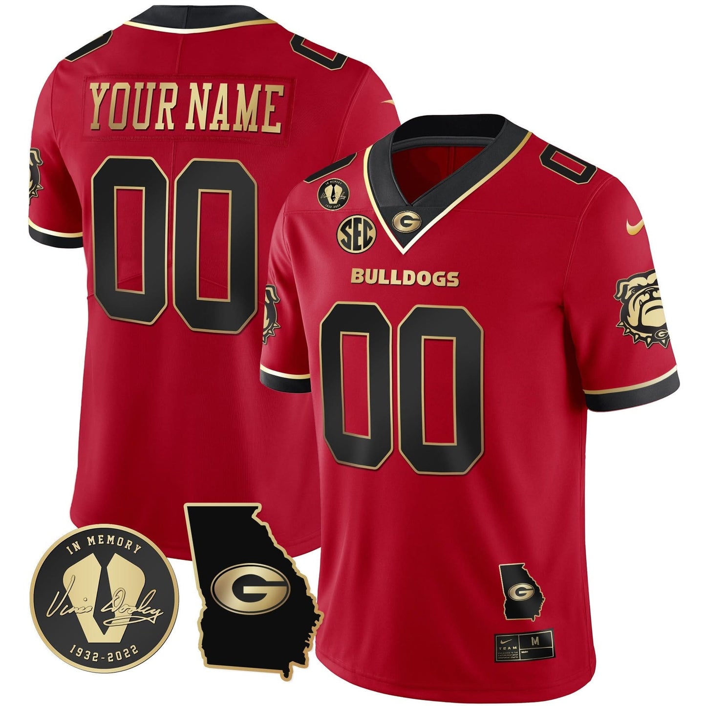 Georgia Bulldogs 2023 Vapor Custom Jersey - Georgia Map - All Stitched
