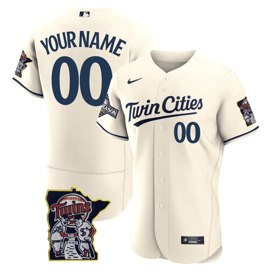 Minnesota Twins Flex Base Postseason Patch Custom Jersey - All Stitched