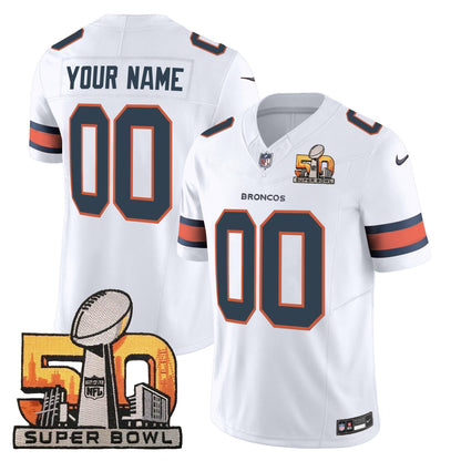 DEN Super Bowl 50 Patch Vapor Custom Jersey - All Stitched