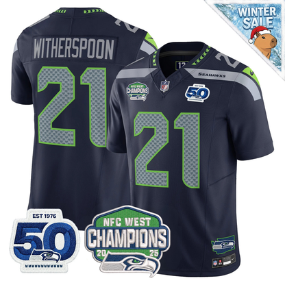Seattle Seahawks 50th & NFC West Champions Patch Vapor Limited Jersey - Stitched