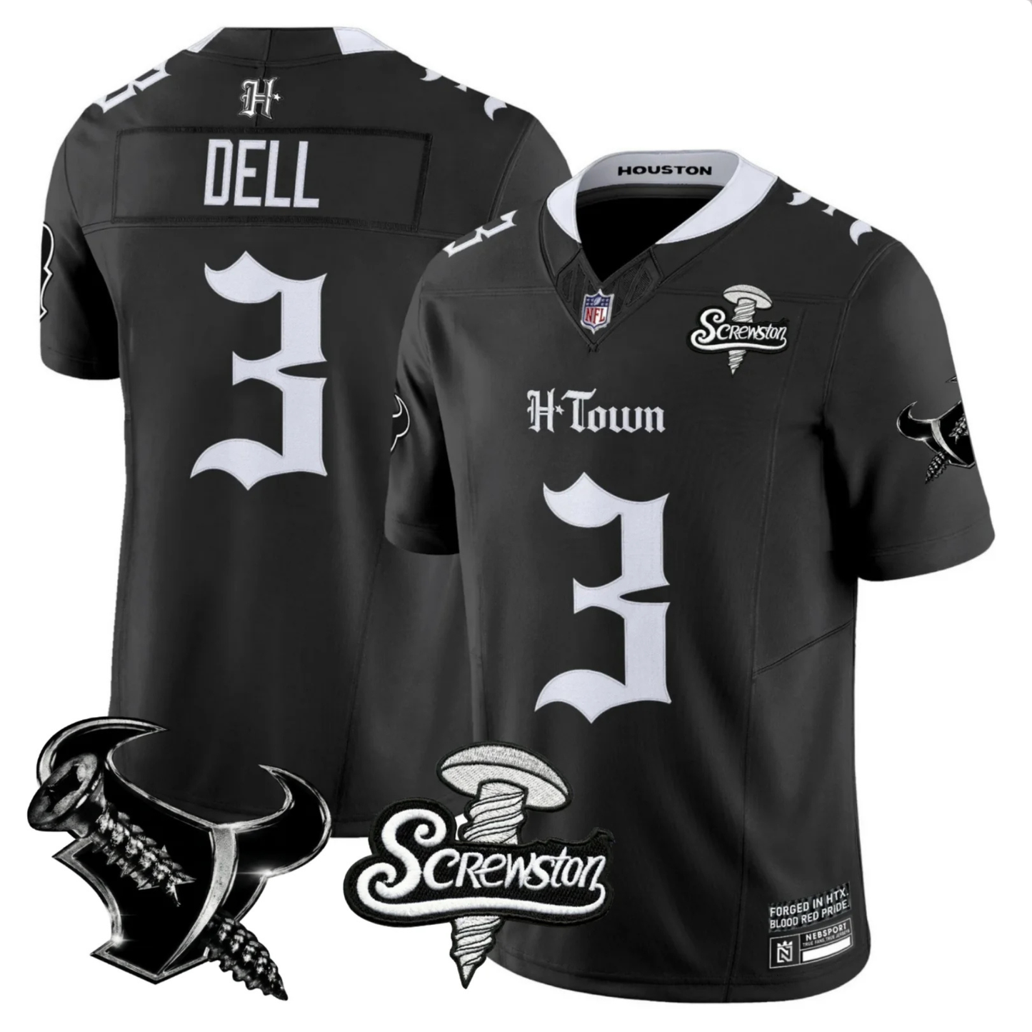 HOU 'Gothic Lone Star Shadows' DJ Screw Edition Vapor Limited Jersey - All Stitched