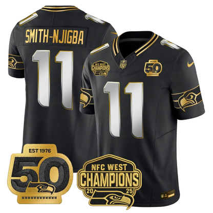 SEA 50th & NFC West Champions Patch Gold Vapor Limited Jersey - All Stitched