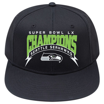 SEA Super Bowl LX Champions Snapback Cap - Printed
