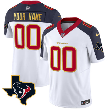 Houston Texans Gold Trim Vapor Custom Jersey - All Stitched