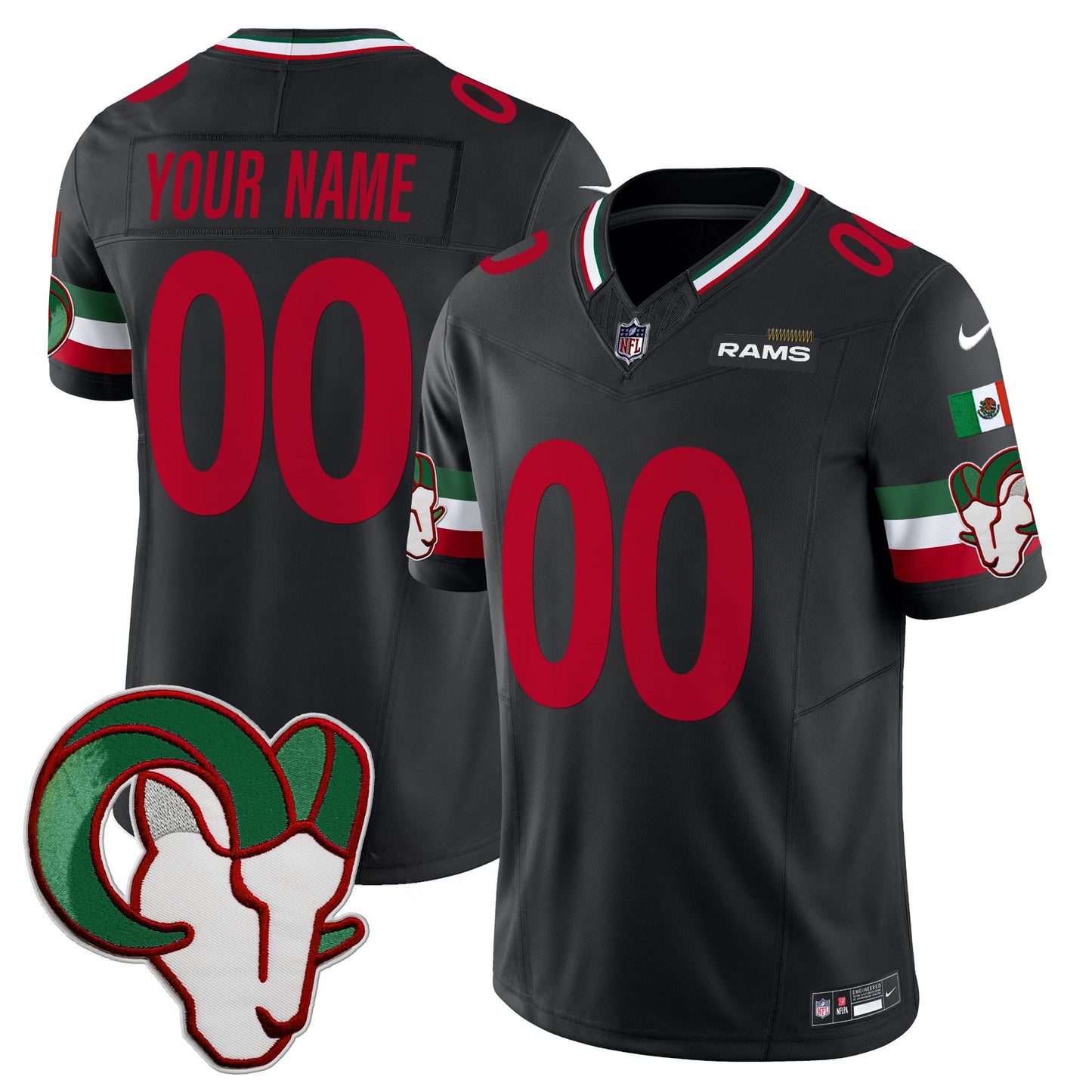 Los Angeles Rams Mexico Vapor Limited Custom Jersey - All Stitched