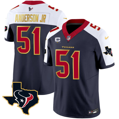 Men's Houston Texans Gold Trim Vapor Jersey - All Stitched