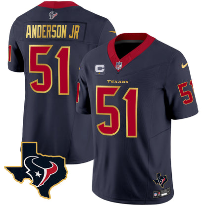 Men's Houston Texans Gold Trim Vapor Jersey - All Stitched