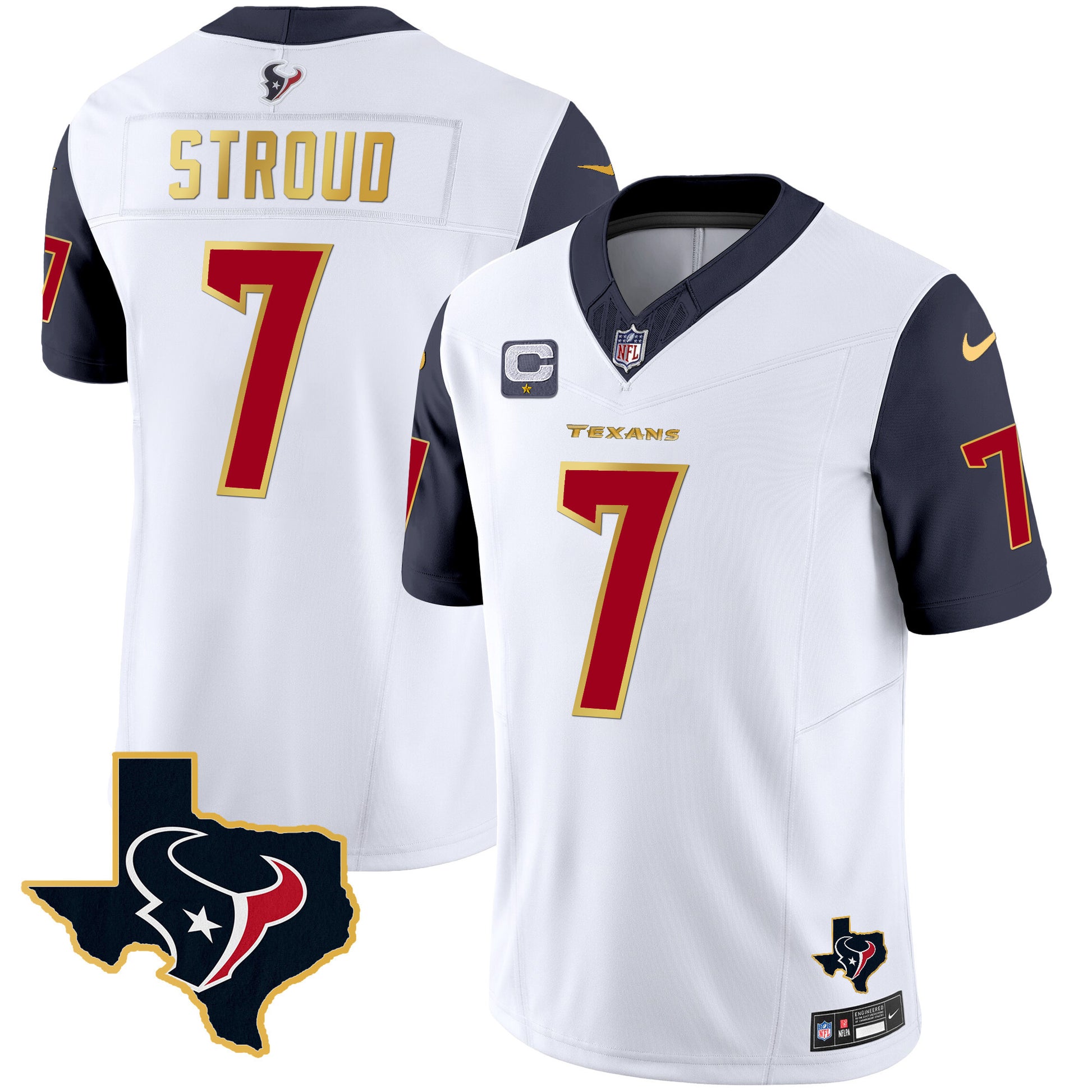 Men's Houston Texans Gold Trim Vapor Jersey - All Stitched
