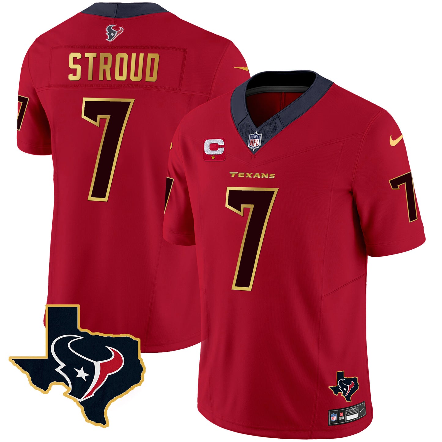 Men's Houston Texans Gold Trim Vapor Jersey - All Stitched