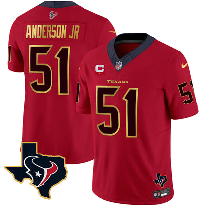 Men's Houston Texans Gold Trim Vapor Jersey - All Stitched