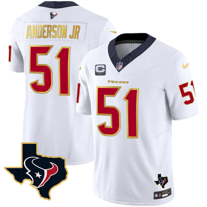 Men's Houston Texans Gold Trim Vapor Jersey - All Stitched