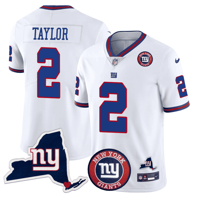 Giants New York State & Logo Patch Limited Jersey - All Stitched