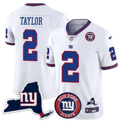 Giants New York State & Logo Patch Limited Jersey - All Stitched