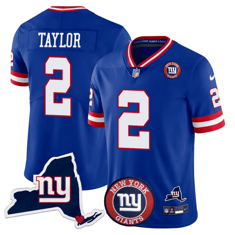 Giants New York State & Logo Patch Limited Jersey - All Stitched