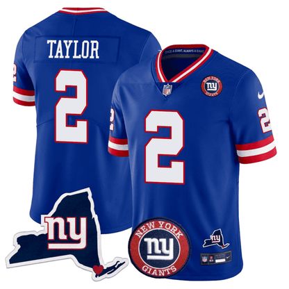 Giants New York State & Logo Patch Limited Jersey - All Stitched