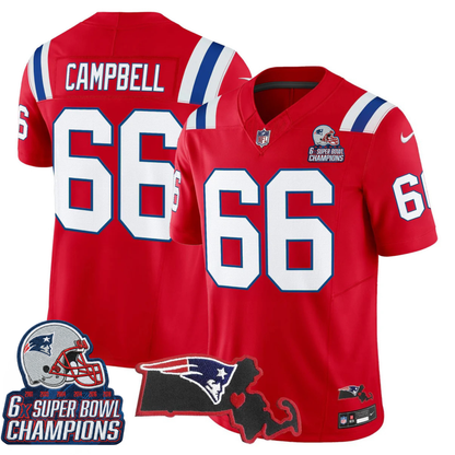 NE 6-Time Champions & Massachusetts Patch Vapor Limited Jersey V3- All Stitched
