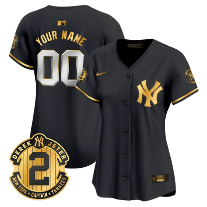 New York Yankees Derek Jeter Patch Vapor Premier Limited Custom Jersey - All Stitched
