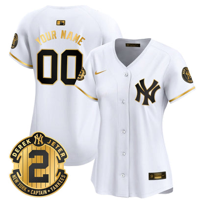 New York Yankees Derek Jeter Patch Vapor Premier Limited Custom Jersey - All Stitched
