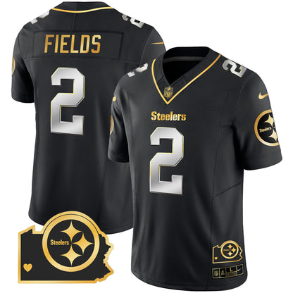 Men's Steelers Home Patch Gold Vapor Jersey - All Stitched