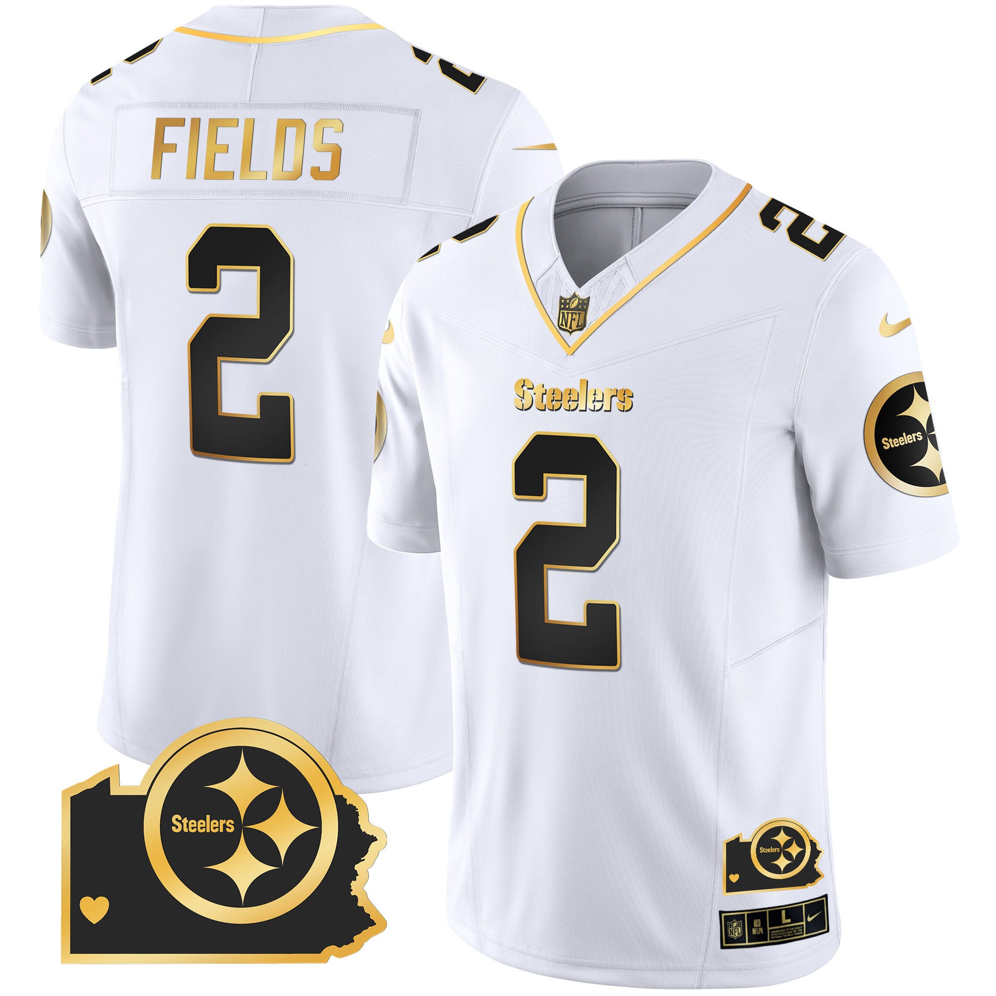 Men's Steelers Home Patch Gold Vapor Jersey - All Stitched