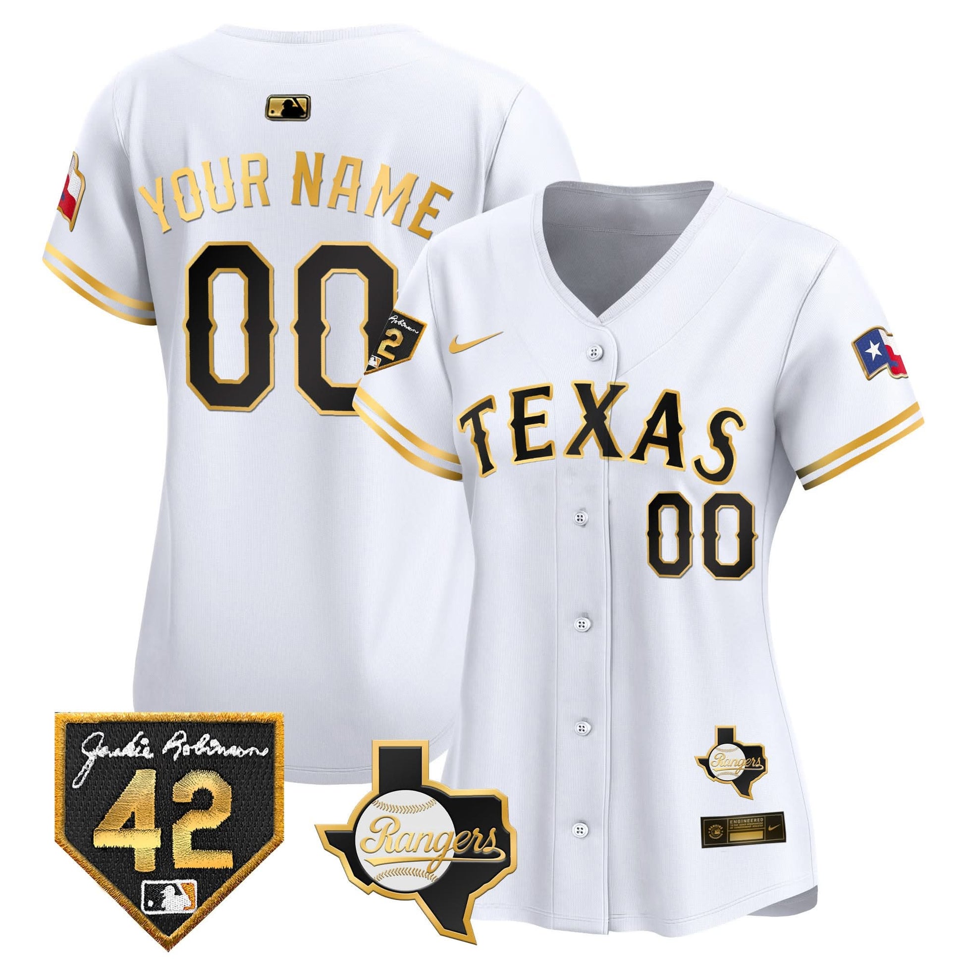Texas Rangers 2024 Jackie Robinson Patch Vapor Premier Limited Custom Jersey - All Stitched