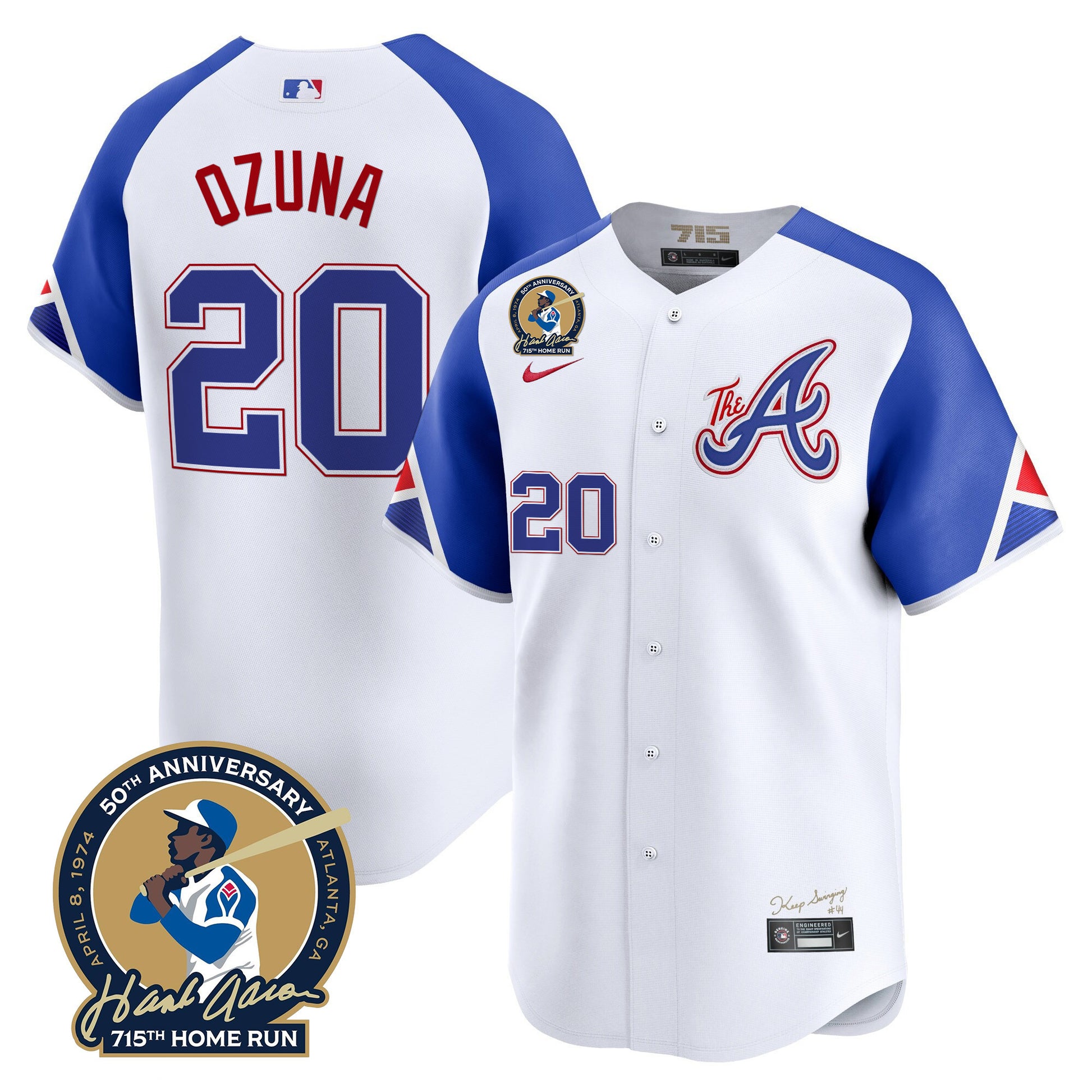 Men's Atlanta Braves Hank Aaron 715th Home Run Patch Vapor Premier Limited Jersey - All Stitched