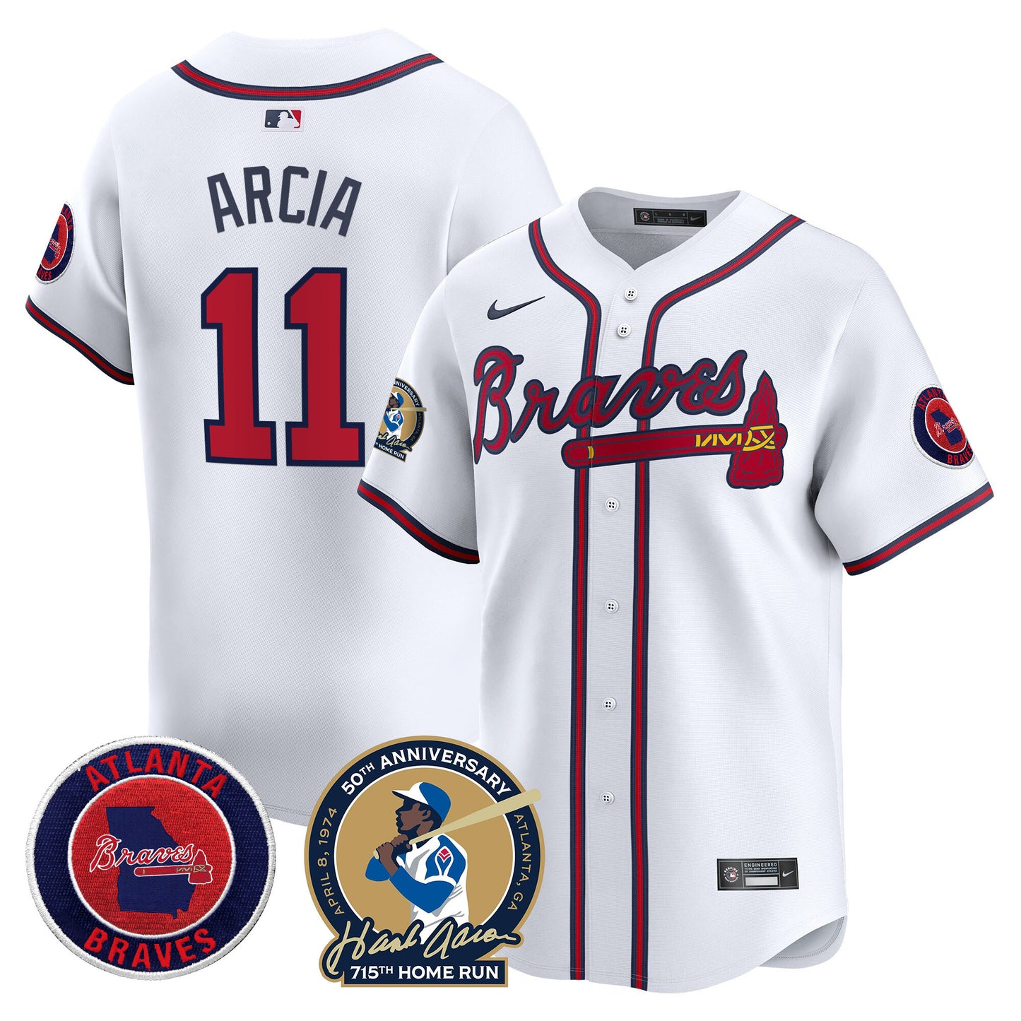 Men's Atlanta Braves Hank Aaron 715th Home Run Patch Vapor Premier Limited Jersey - All Stitched