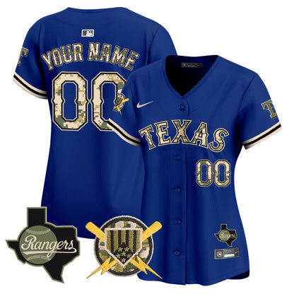 Texas Rangers Armed Forces Day Vapor Premier Limited Custom Jersey - All Stitched