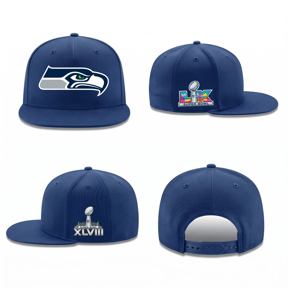 SEA Super Bowl Champions Snapback Cap - Printed V1